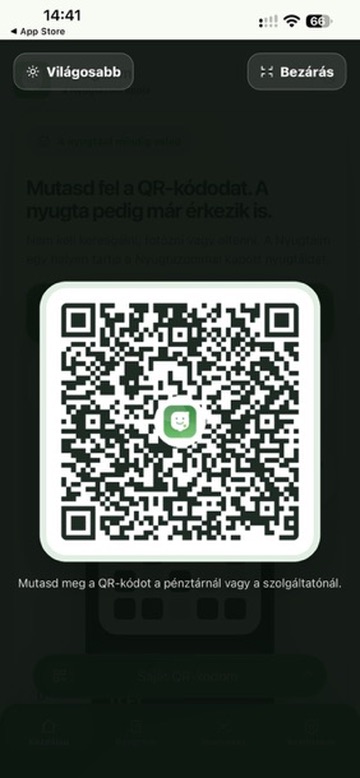 A vásárló saját Nyugtáim QR-kódja